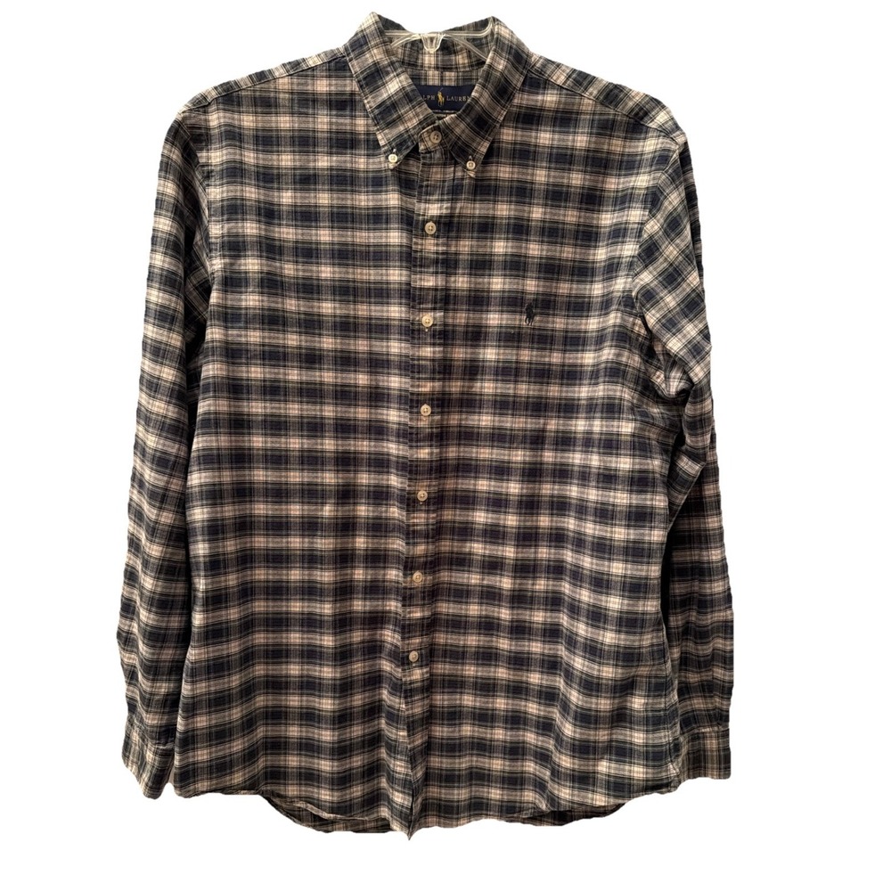 Polo Ralph Lauren Shirt Men's Blue Green Black Plaid Long Sleeve Button Down XL